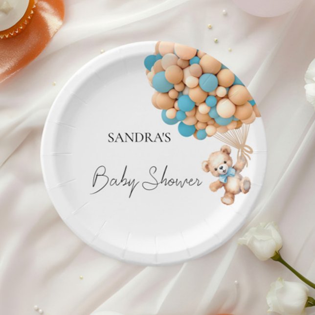 Plato De Papel Podemos Esperar A Teddy Bear Blue Balloon (Subido por el creador)