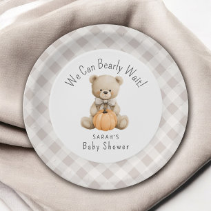 Plato De Papel Podemos Esperar A Teddy Bear Boy Baby Shower