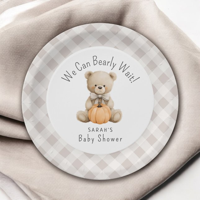 Plato De Papel Podemos Esperar A Teddy Bear Boy Baby Shower (Subido por el creador)