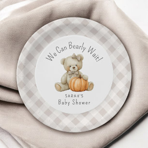Plato De Papel Podemos Esperar A Un Chica De Oso Cuto Baby Shower