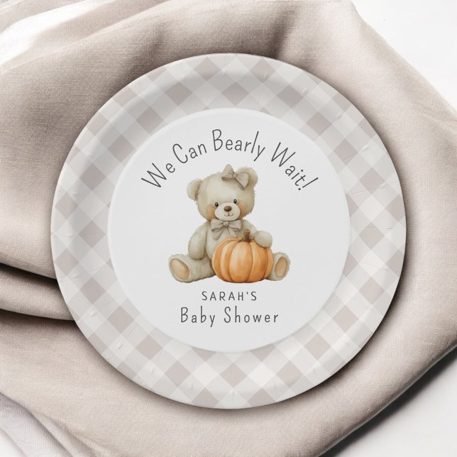 Plato De Papel Podemos Esperar A Un Chica De Oso Cuto Baby Shower (Subido por el creador)
