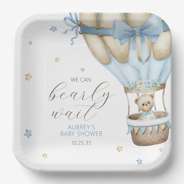 Plato De Papel Podemos Esperar Al Niño Baby Shower (Anverso)