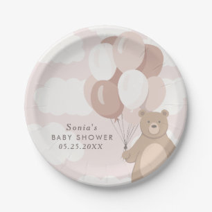 Plato De Papel Podemos Esperar. Baby Shower de Chicas rosa clar