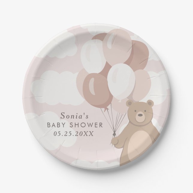 Plato De Papel Podemos Esperar. | Baby Shower de Chicas rosa clar (Anverso)