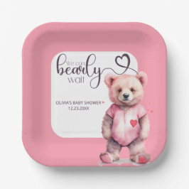 Plato De Papel Podemos esperar con ansias el oso de las acuarelas