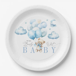 Plato De Papel Podemos Esperar El Baby Shower Azul