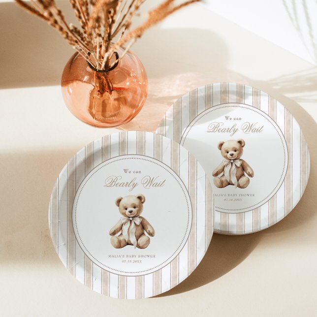 Plato De Papel Podemos Esperar Elegante Baby Shower (Subido por el creador)