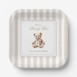 Plato De Papel Podemos Esperar Elegante Baby Shower