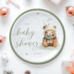 Plato De Papel Podemos Esperar Las Placas De Papel Baby Shower Sa<br><div class="desc">Este plato de papel presenta un lindo oso de peluche con una paleta de color neutro: salvia,  marfil,  beige. Si le gusta este diseño,  consulte nuestra colección de artículos de ducha para bebés.</div>