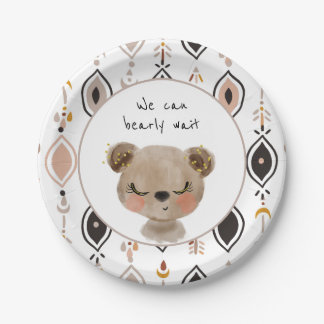 Plato De Papel Podemos Esperar Placas Teddy Bear Baby Shower