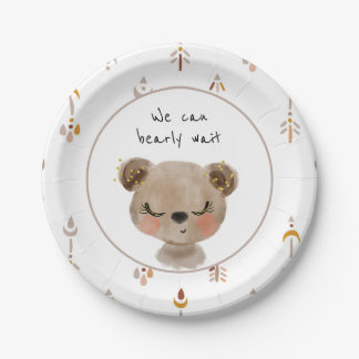 Plato De Papel Podemos Esperar Placas Teddy Bear Baby Shower