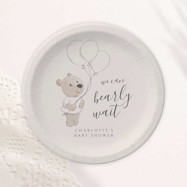 Plato De Papel Podemos Esperar. | Teddy Bear Baby Shower (Subido por el creador)
