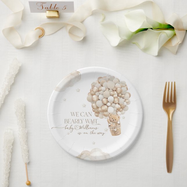 Plato De Papel Podemos esperar temprano a Baby Shower neutral de  (Boda)