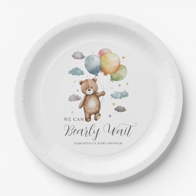 Plato De Papel Podemos predecir Baby Shower de Bear Bear Bear (Anverso)