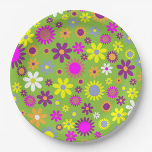 Plato De Papel Poder Floral Verde Brillante