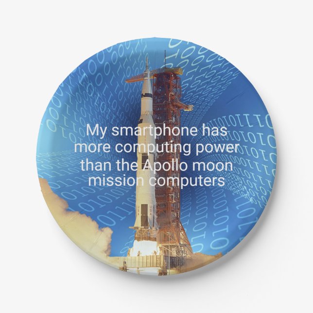 Plato De Papel Poder informático Apolo 11 (Anverso)