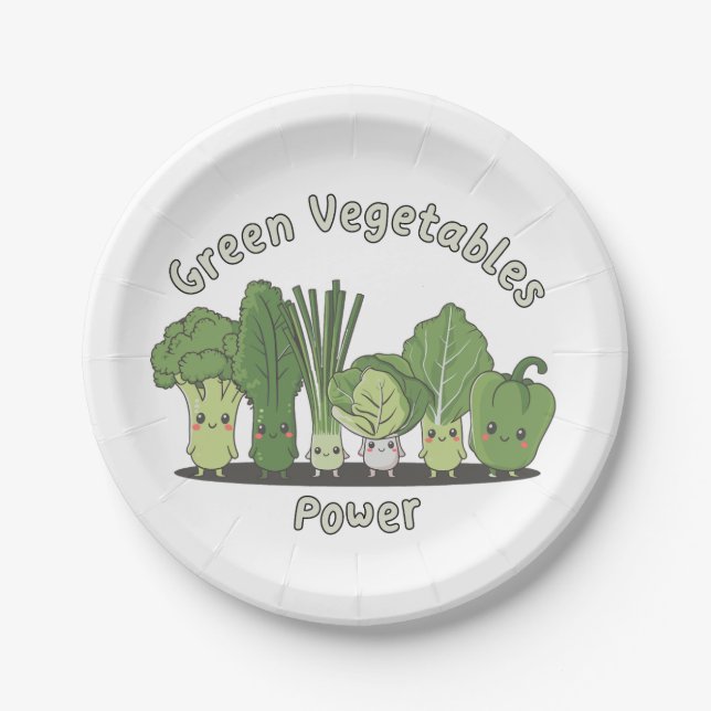 Plato De Papel Poder vegetal verde (Anverso)