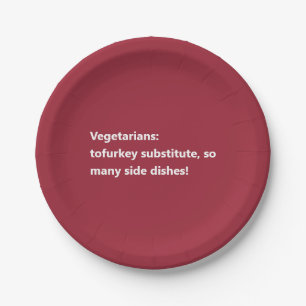 Plato De Papel Poema vegetariano de Acción de Gracias mínimo en