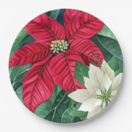 Plato De Papel Poinsettia