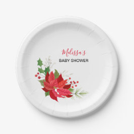 Plato De Papel Poinsettia roja colgando el postre de los ornament