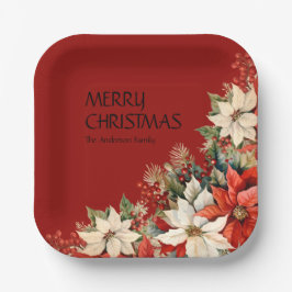 Plato De Papel Poinsettias