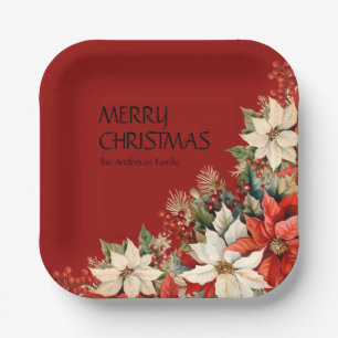 Plato De Papel Poinsettias