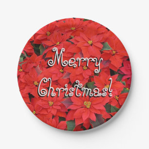 Plato De Papel Poinsettias rojas Navidad la foto floral navideña