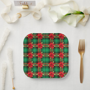 Plato De Papel Poinsettias Y Placas