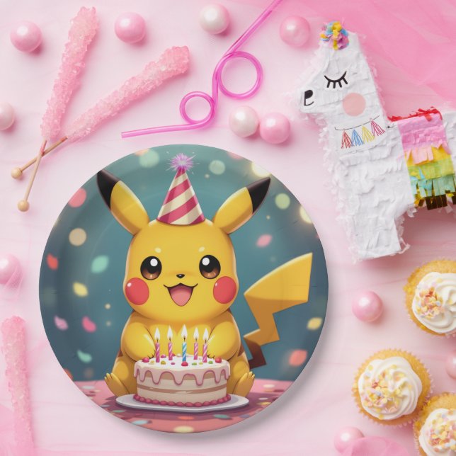 Plato De Papel Pokémon und seine Treue Freunde (Fiesta)