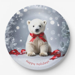 Plato De Papel Polar Bear Christmas Holiday Paper Plate