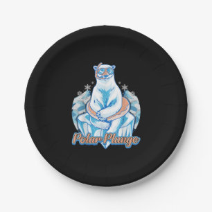 Plato De Papel Polar Plunge Ice Jump Funny Bear Polar Winter Swim