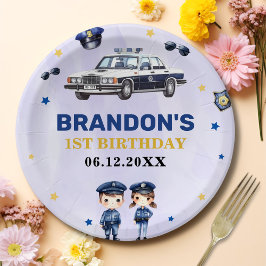 Plato De Papel Policía Fiesta de cumpleaños 1