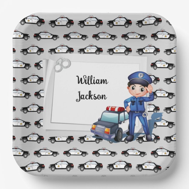 Plato De Papel Policía infantil  (Anverso)