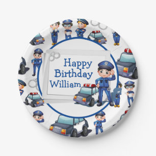Plato De Papel Policías infantiles personalizados
