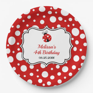 Plato De Papel Polka Blanco Rojo puntos de paro de labios