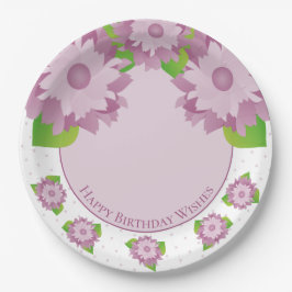 Plato De Papel Polka Dot Purple Floral