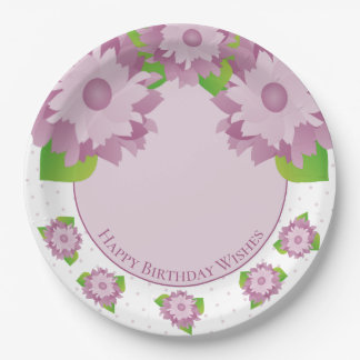 Plato De Papel Polka Dot Purple Floral