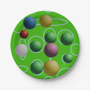 Plato De Papel Polka Esferas Fiesta Verde Festividad