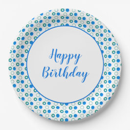 Plato De Papel Polka-Punto Azul Y Blanco Moderno