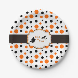Plato De Papel Polka puntos Halloween Placas de papel 7"