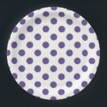 Plato De Papel Polka ultravioleta sobre blanco<br><div class="desc">El color de Pantone del año 2018 es ultra violeta.</div>