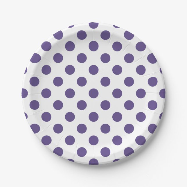 Plato De Papel Polka ultravioleta sobre blanco (Anverso)