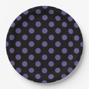 Plato De Papel Polka ultravioleta sobre negro