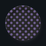 Plato De Papel Polka ultravioleta sobre negro<br><div class="desc">El color de Pantone del año 2018 es ultra violeta.</div>