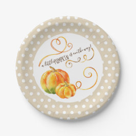 Plato De Papel Polkadot Pequeña Calabaza Cae Comida Baby Shower