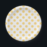 Plato De Papel Polkadots amarillos<br><div class="desc">Polkadots amarillos sobre fondo blanco</div>