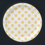 Plato De Papel Polkadots amarillos<br><div class="desc">Polkadots amarillos sobre fondo blanco</div>