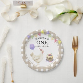 Plato De Papel Pollito acuarela cumpleaños 1