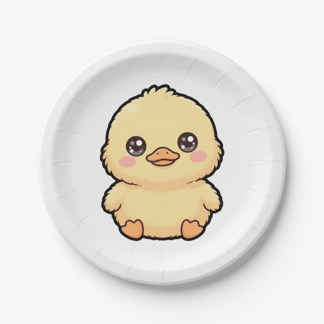 Plato De Papel Pollito de pato bebé lindo (Anverso)