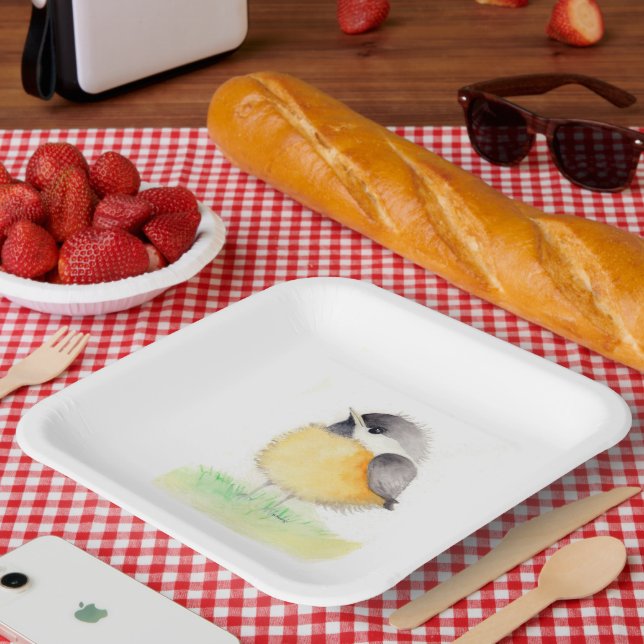 Plato De Papel Pollo acuarela (Picnic)